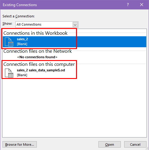Existing connections
