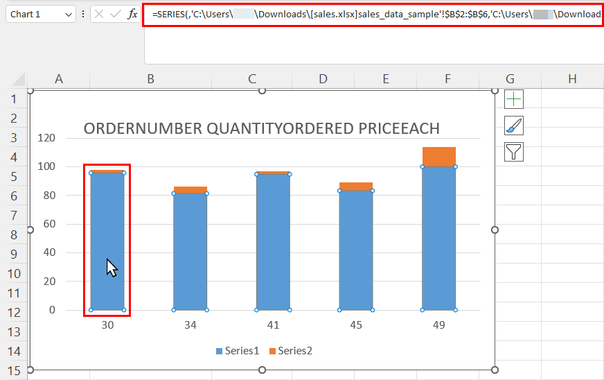 Find external links in chart series