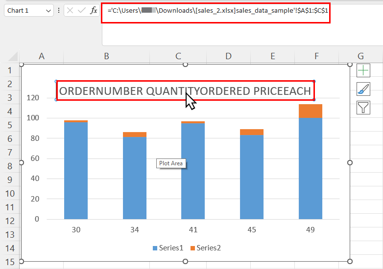 Find external links in chart titles