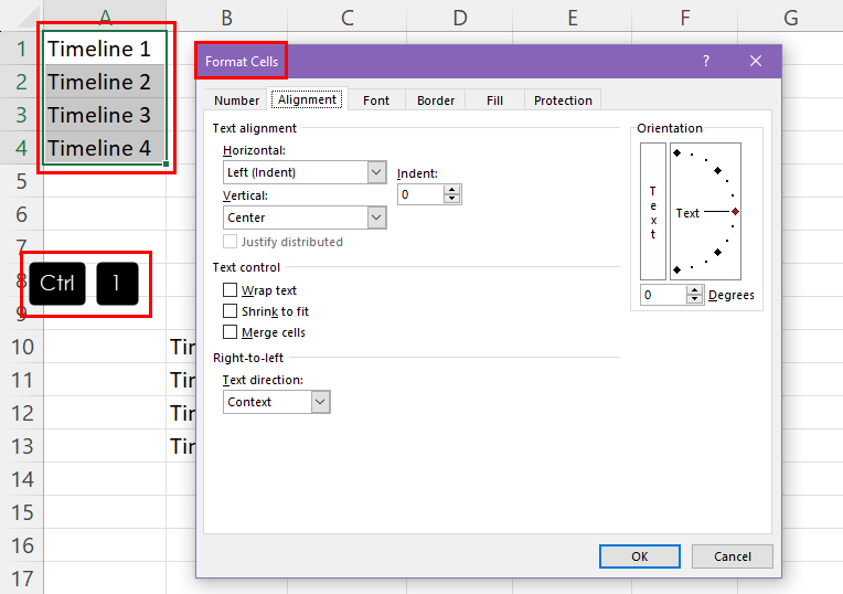 Format cells dialog