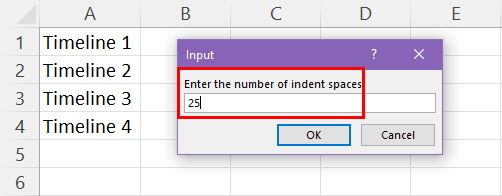 Input box for indent steps
