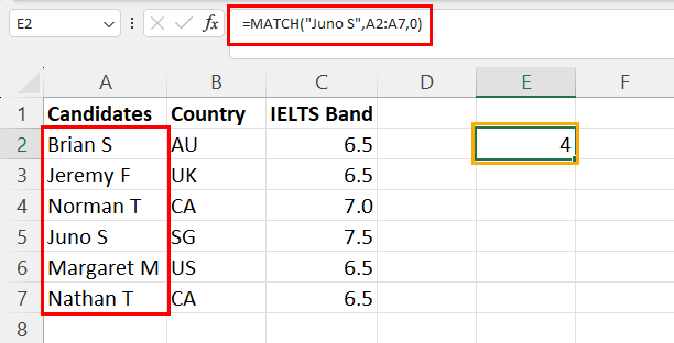 Location row number using MATCH