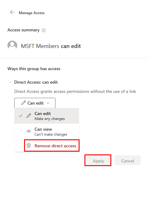 Remove Direct Access