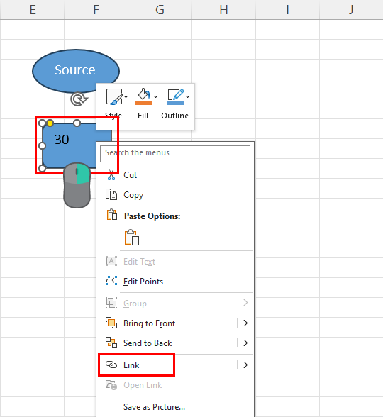 Right click menu for linking