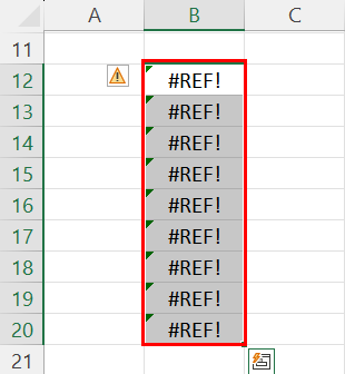 Selected all #REF! errors