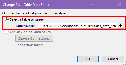 Table Range connections