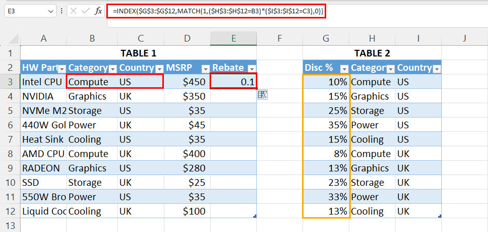 Using INDEX MATCH for double lookup