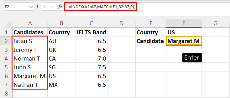 Using INDEX MATCH to locate queried value