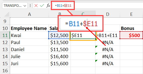 Adding $ as absolute referencing