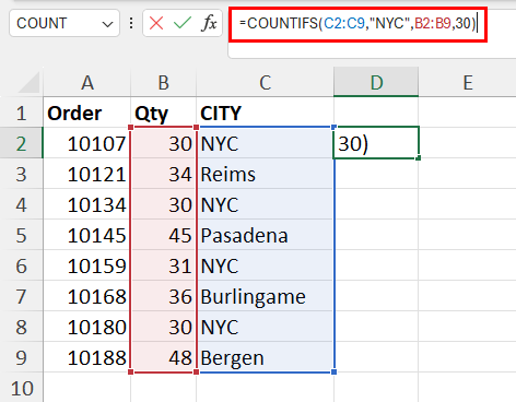 COUNTIFS function