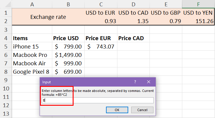 Change column