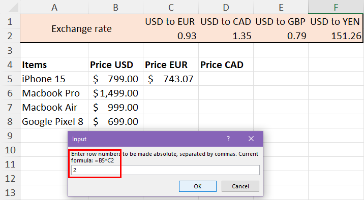 Change rows
