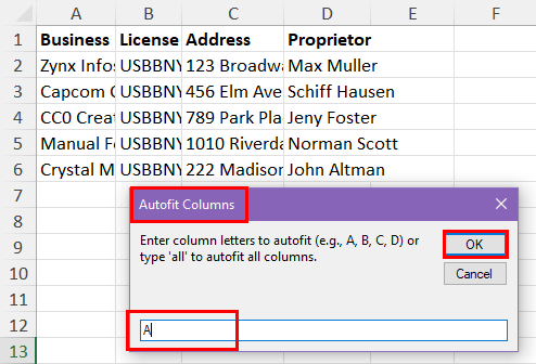 Choose column text