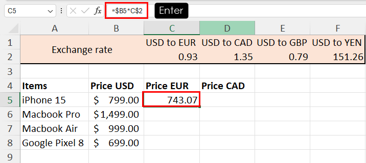 Column fixed row variable