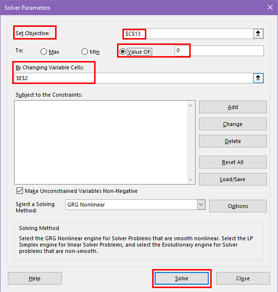 Configure Solver