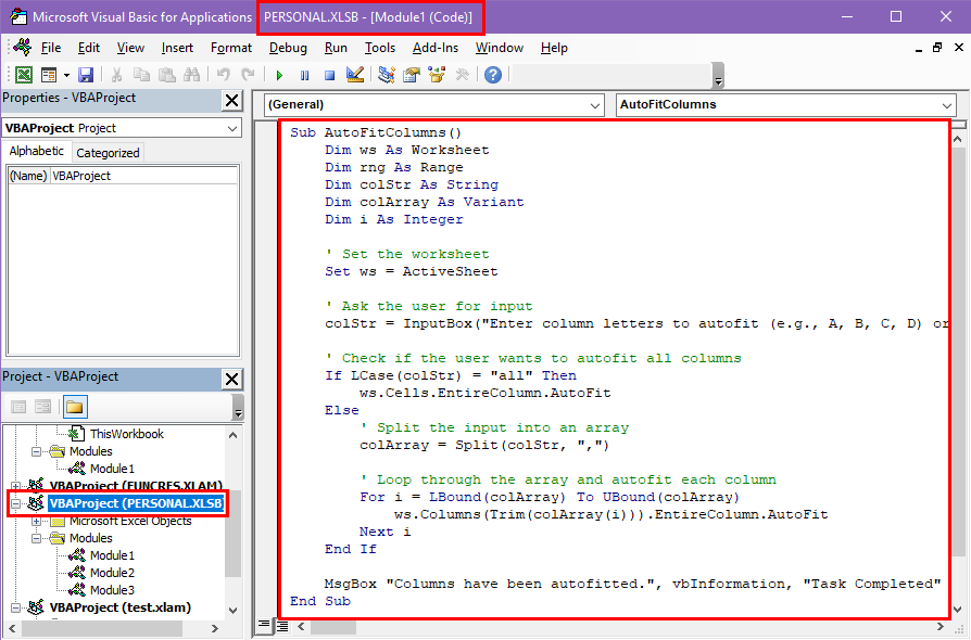 Creating global macro in personal workbook