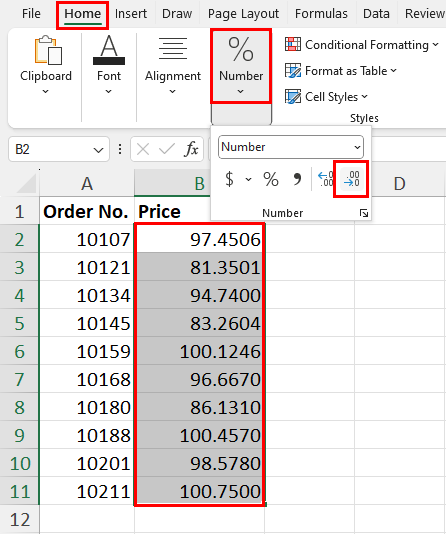 Decrease decimal first attempt