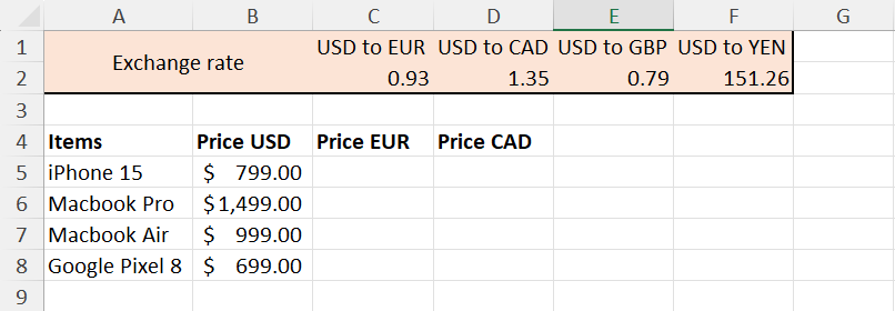 Example dataset for mixed absolute