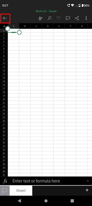 Excel Android worksheet
