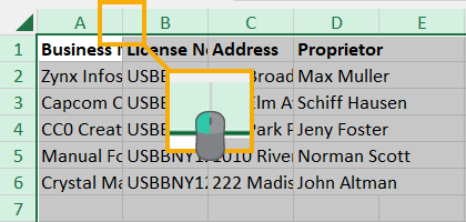 Expand column width