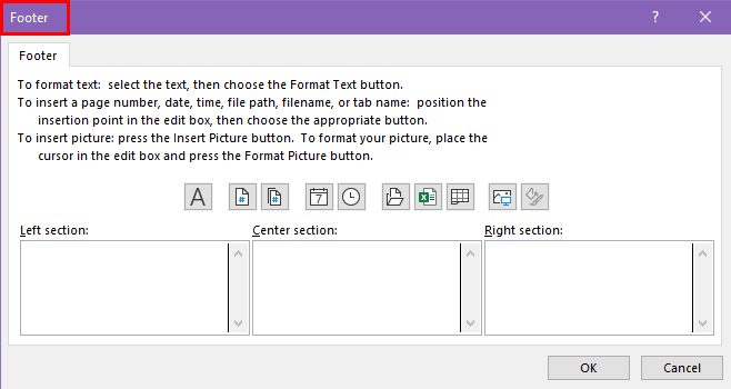 Footer dialog