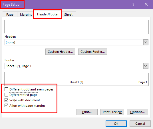 Footer position options