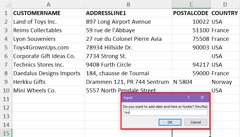 Input box for date and time