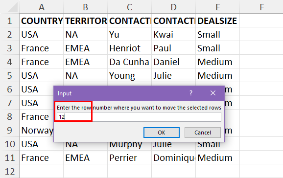 Input destination