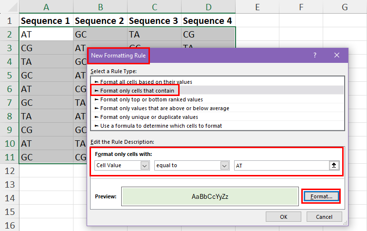 New formatting rule