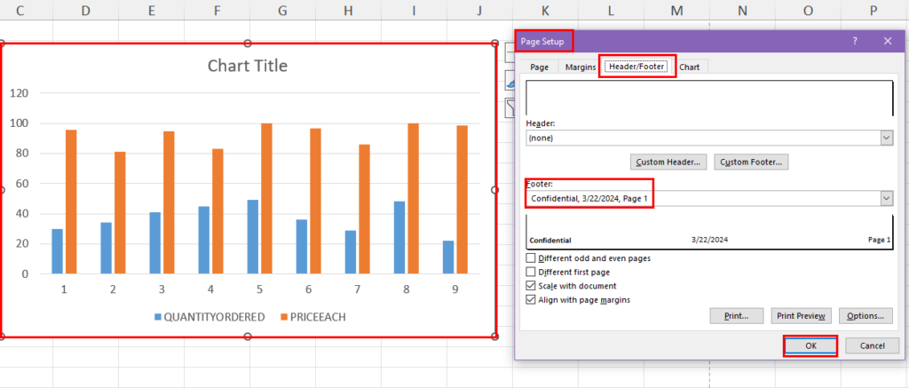 Page Setup for chart