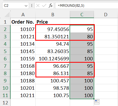 Problem with MROUND