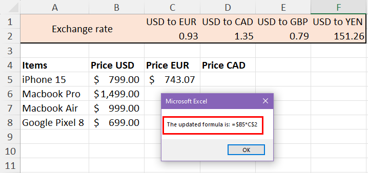 Updated formula