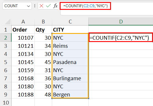 Using COUNTIF