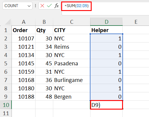 Using SUM