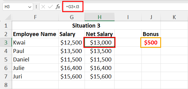 Using relative reference for single reference