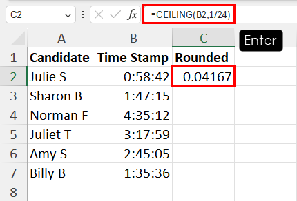 Using the CEILING formula