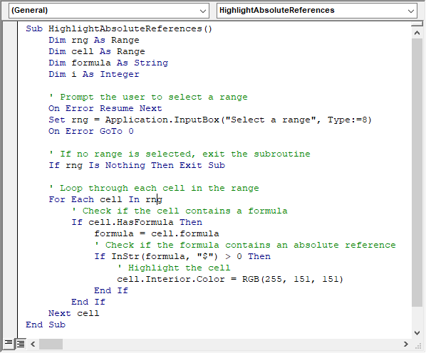 VBA script to find absolute references