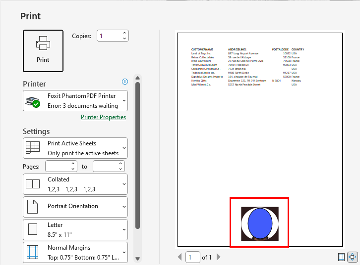 Visualizing image in footer