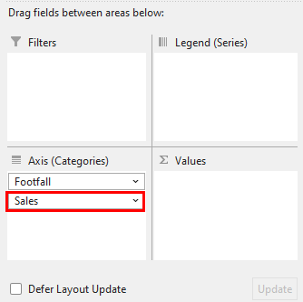 Drag Sum of Sales to Axis