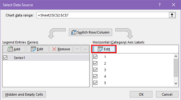 Edit horizontal axis