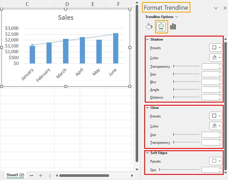 Effects formatting options