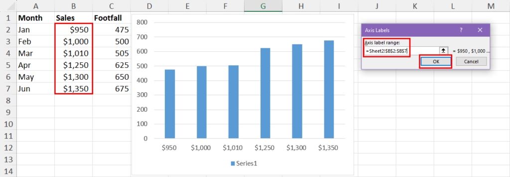Select X axis range
