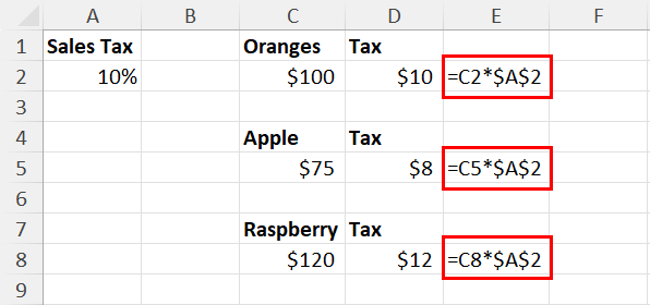 Usage of absolute formula to calculate from a fixed value