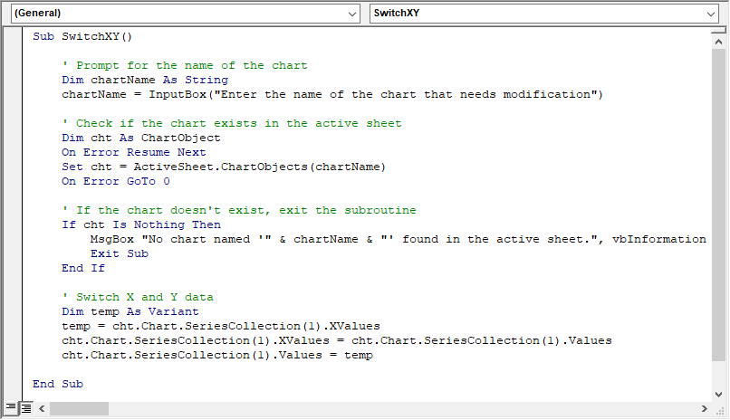 VBA script to switch axes