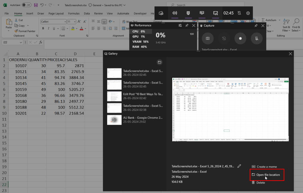 Open file location