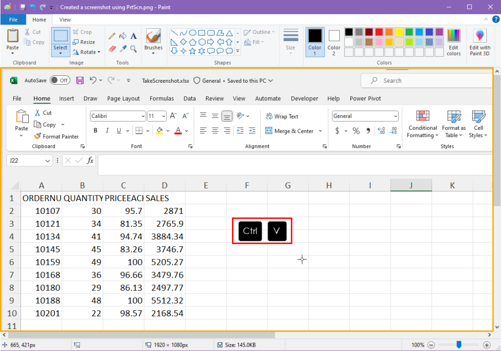 Save screenshot on Paint