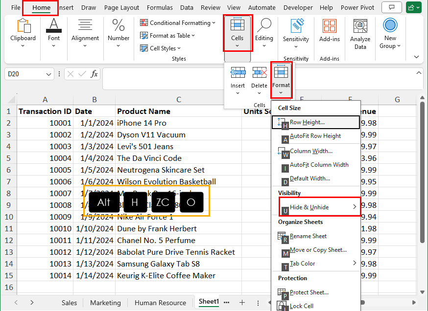 Bring up Format context menu