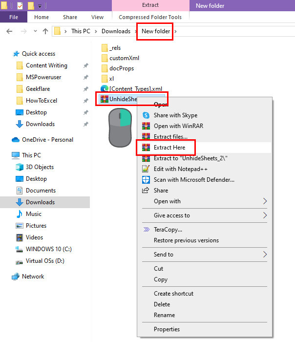 Extracted the contents of the XLSX file in a folder