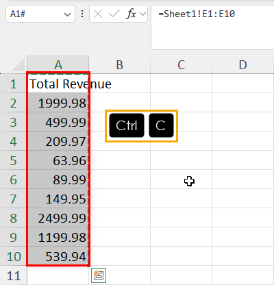 Copy spill range data
