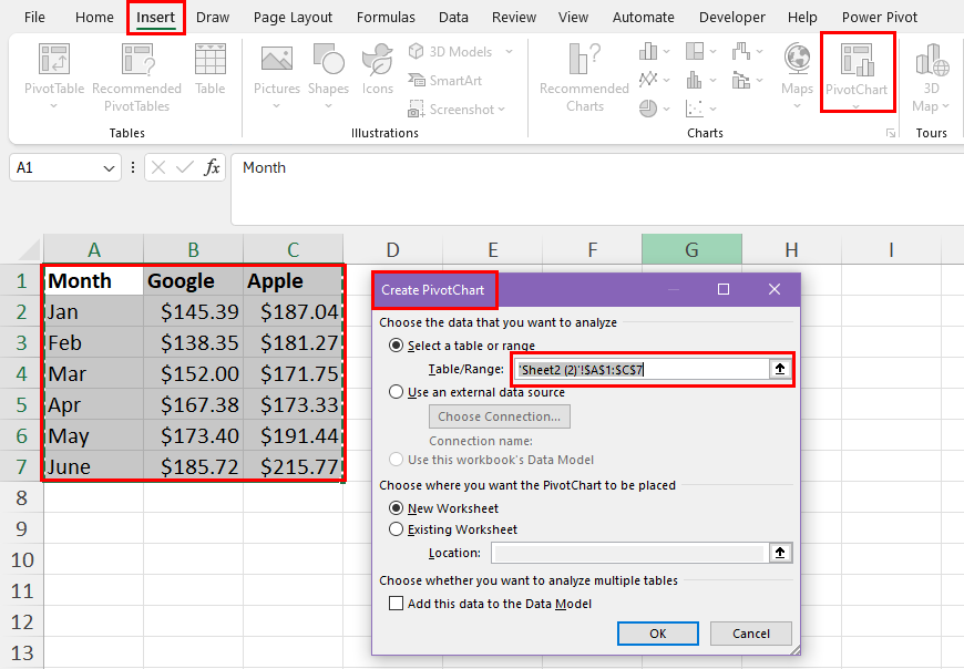 Create PivotChart